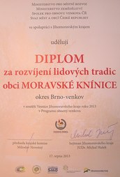 diplom za rozvíjení lidových tradic